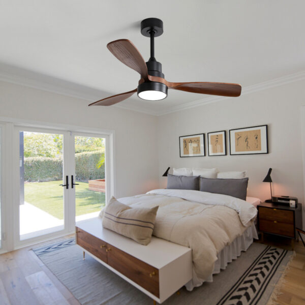 (Same as W882P186029) 48 Inch Wood Ceiling Fan With 3 Solid Wood Blades Remote Control Reversible DC Motor For Living Room