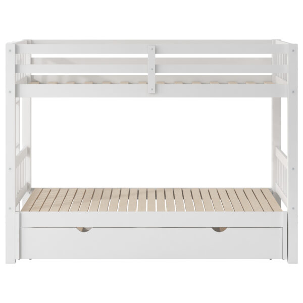 Twin over Pull-out Bunk Bed with Trundle, White(Old SKU:SM000301AAK-1)