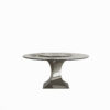 59" Round Sintered Stone Dining Table Set with Stainless Steel Black Titanium Hourglass Base & 8 Gray Padded Chairs – Modern Luxury Marble-Look Kitchen Table for 6-8, Scratch & Heat Resistant Surface