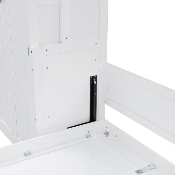 Queen Size Murphy Bed Wall Bed with Closet , Drawers and Shelves, White