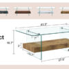43.3 Inch Modern Two-Tier Coffee Table - An Elegant Combination of Clear Glass and Light Wood Texture Sticker.It can be used not only as a coffee table but also as a side table or display stand.