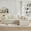 106" Cloud Sectional Couch L-Shape with Right Facing Chaise(Single Seat is not included),Deep Seat Modern Modular Sofa for Living Room,No Assembly Required,Beige (Plush Corduroy Fabric),SF502BG-RFC