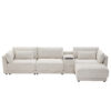 [VIDEO+NEW]124'' Modular Sectional Sofa with Storage Console and Movable Ottoman,33'' Wide Seat,4 Seat L Shaped Chenille Couch,Reversible Comfy Sofa with USB Charger for Living Room,Apartment,2 Colors