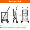 Shopping Cart with open door,Grocery Cart on Wheels, Foldable Utility Shopping Carts with Double Basket and 360° Rolling Swivel Wheels for Groceries Laundry