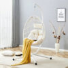 Heavy-Duty Iron Hanging Chair with Wicker Weave – Single Person Swing for Indoor/Outdoor (White)