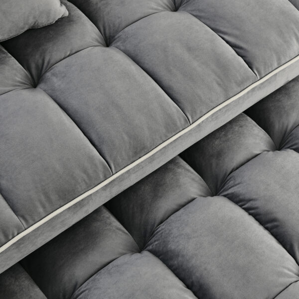 55.51 inch versatile foldable sofa bed in 3 lengths, modern sofa sofa sofa velvet pull-out bed, adjustable back and with USB port and ashtray and swivel phone stand (Grey)