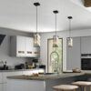4" Modern Crystal Pendant Light - 3 Pack, Adjustable Hanging Ceiling Lamp with Crystal Prism Design for Dining Room, Kitchen Island, and Living Room -Black Finish