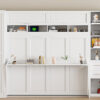 Queen Size Murphy Bed Wall Bed with Closet , Drawers and Shelves, White