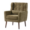 Modern Accent Chair,Chenille Arm Chairs for Living Room,Upholstered Mordern Armchair,Comfy Soft Padded Lounge Chair in Small Space, Bedroom, w/Pillow, Solid Wood Leg (Olive Green)