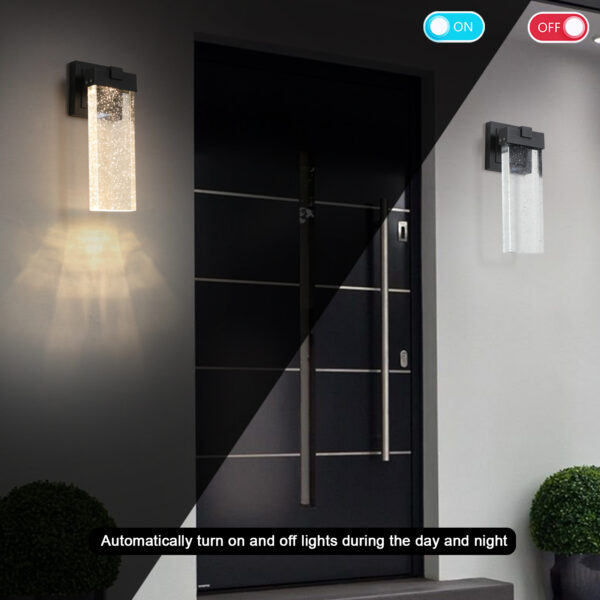 eeb12c09cc2e486b8536fc6efb7515a4_20240123_6bef416306c2adfd541d1ae453cb1b3b 2-Pack Outdoor Wall Light Fixture, Weatherproof LED Wall Sconce with Bubble Crystal and Light Sensor - 12W Per Lamp