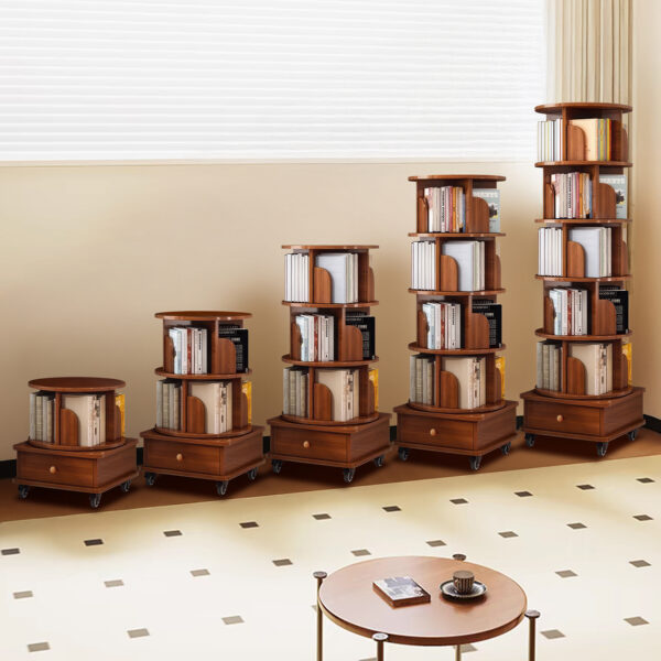 eed9a099defc48909df388ad85b40f71_cb1ddad31dbee9af6480ba95c95532d9 (UPGRADED) Rotating Bookshelf, 360 Display Corner Bookshelf for Small Space, 6 Tier Bookcase Storage Rack with Wheels, Wood Narrow Organizer for Bedroom, Living Room, Study Room, Walnut Brown, Shelves