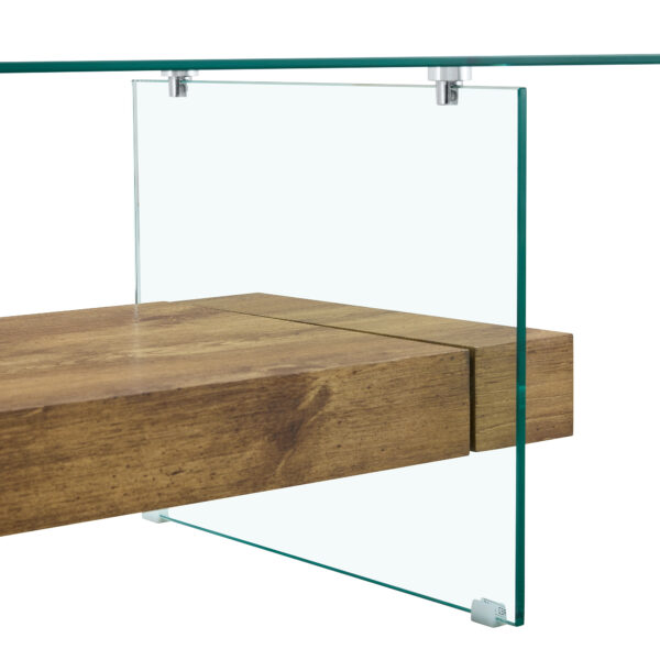 ef0dc65d40504d5985b1e3a628b4402e_e5b7b9027755d70bb6c6f84ce39b714f 43.3 Inch Modern Two-Tier Coffee Table - An Elegant Combination of Clear Glass and Light Wood Texture Sticker.It can be used not only as a coffee table but also as a side table or display stand.