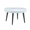 Elegant White Marble Pattern Round Coffee Table - Diameter 23.6 Inches, Exquisite Suction Molding Process,White Marble Pattern Design,Black Sprayed Metal Leg.