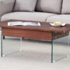 Multifunctional Lift Top Coffee Table -Dark Wood Color Grain Sticker, Essential for Modern Homes.Tempered Glass Legs,Lift Top Feature.Perfectly Fitting Into Living Rooms And Office.