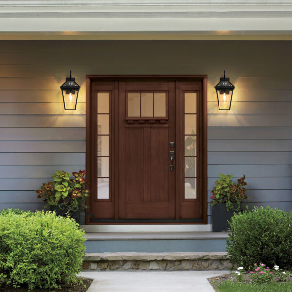 f07aeccd711f46e2ac1c8a83b304aac4_20240123_7cf98db996ef2fa1f5a1d5703a251c9d 21"(H) 2-Pack Outdoor Wall Lantern Light – Modern Black Metal & Clear Glass Sconce for Porch, Patio, and Garden Lighting (Bulb Not Included)