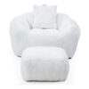 Giant Bean Bag Chair withFootstool, Oversized Bean Bag  for Adults and Kids, Faux Fur Shell-Shaped Large Chair with Filler, Stuffed Big Accent Sofa,  Floor Sofa for Gaming,Reading Living Room Bedroom