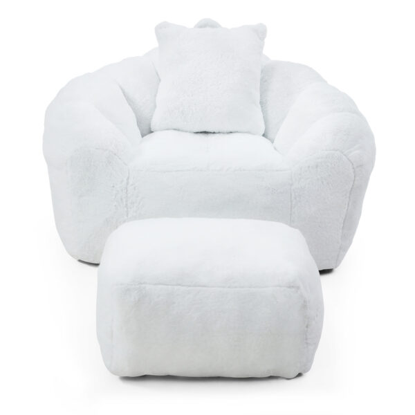 f0912f9227d743899276cf53890b93fe_dabded848977ab36bf4e56aa8a4c1fde Giant Bean Bag Chair withFootstool, Oversized Bean Bag for Adults and Kids, Faux Fur Shell-Shaped Large Chair with Filler, Stuffed Big Accent Sofa, Floor Sofa for Gaming,Reading Living Room Bedroom