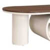 Luxury Oval Coffee Table, 47.24'' Coffee Table with Storage Drawer, White Metal Center Table for Living Room