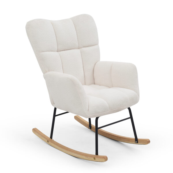 f0b963ba59724430b0d2fb0260340d1b_4a2a0ab311989337eff02e20672ba63d Rocking Chair Teddy Upholstered Glider Rocker Rocking Accent Chair Padded Seat with High Backrest Armchair Comfy Side Chair for Living Room Bedroom Offices BEIGE