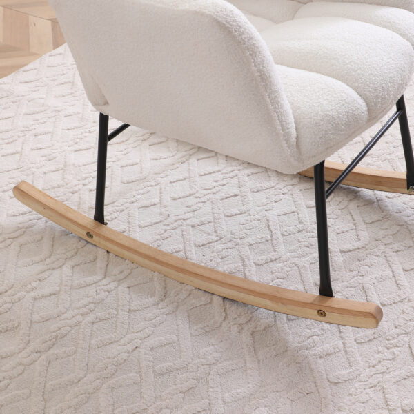 f0f1ca385c604a13b9d5dc63ecb2e9f6_7cb530e432497d862da5f02afb69575f Rocking Chair Teddy Upholstered Glider Rocker Rocking Accent Chair Padded Seat with High Backrest Armchair Comfy Side Chair for Living Room Bedroom Offices BEIGE