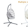 Heavy-Duty Iron Hanging Chair with Wicker Weave – Single Person Swing for Indoor/Outdoor (White)