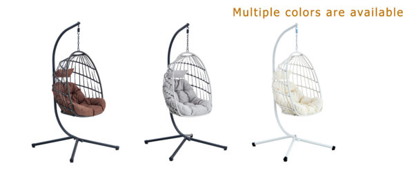 Heavy-Duty Iron Hanging Chair with Wicker Weave – Single Person Swing for Indoor/Outdoor (White)