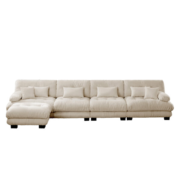 f2d070549de24d7884d69efbd28b61f2_be8da50fe5518b073e701b3b090f1eca Free Combination, Modular Sectional Sofa,L Shaped Couch for Living Room, 4-Seater Comfy Cloud Couch with Convertible Ottoman, , Chenille Light coffee