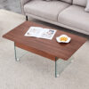 Multifunctional Lift Top Coffee Table -Dark Wood Color Grain Sticker, Essential for Modern Homes.Tempered Glass Legs,Lift Top Feature.Perfectly Fitting Into Living Rooms And Office.