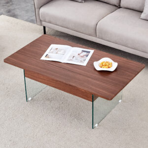 Multifunctional Lift Top Coffee Table -Dark Wood Color Grain Sticker, Essential for Modern Homes.Tempered Glass Legs,Lift Top Feature.Perfectly Fitting Into Living Rooms And Office.