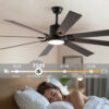 72" Walnut LED Ceiling Fan Light with 8 Wooden Blades, Remote Control, Adjustable Color Temperature for Living Room, Bedroom, or Dining Room (Silent/6-Speed/Reversible/DC Motor)