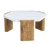 31-inch white marble-textured pentagonal coffee table - wooden triangular base, with a load-bearing capacity of 250 pounds, sturdy and durable, suitable for use in living rooms, cafes,.W1151138529