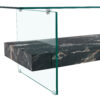 43.3 Inch Modern Two-Tier Coffee Table - An Elegant Combination of Clear Glass and Black Marble Pattern.It can be used not only as a coffee table but also as a side table or display stand.