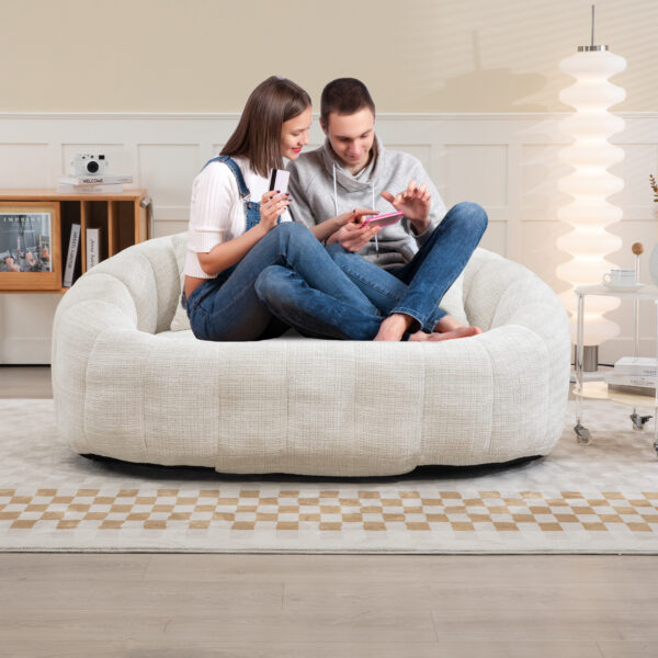 Bean Bag sofa Lazy Sofa Durable Comfort Lounger High Back Bean Bag Chair Couch for Adults and Kids, Indoor & Outdoor, Accent Floor Soft Lounge Chair  (Beige chenille)