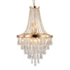 (Same as W1340102274/L5004) 20" Modern Crystal Pendant Chandelier with Golden Finish – Elegant 11-Light Hanging Light Fixture Tiered Design for Dining Room, Living Room, or Entryway (No Bulbs)