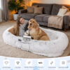 Human Dog Bed, Washable Faux Fur Dog Bed for People Doze Off, Napping Orthopedic Dog Bed,71''x45''x14'' Size Fits You and Pets (Grey)