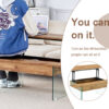 Multifunctional Lift Top Coffee Table -Light Wood Color Grain Sticker, Essential for Modern Homes.Tempered Glass Legs,Lift Top Feature.Perfectly Fitting Into Living Rooms And Office.