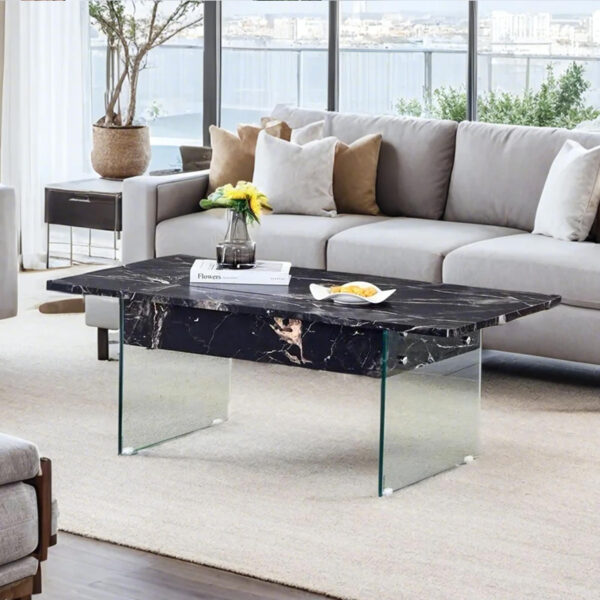 f5d2654fb4054d92b874e285941e7af8_3ed5a310e51b5bd5ca14f312b682c803 Multifunctional Lift Top Coffee Table -Black Marble Pattern, Essential for Modern Homes.Tempered Glass Legs,Multiple Color Options,Lift Top Feature.Perfectly Fitting Into Both Living Rooms And Office.