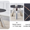 A 42-inch burn stone round table with stainless steel legs can accommodate 4 or 6 diners