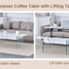 Multifunctional Lift Top Coffee Table -White Marble Pattern, Essential for Modern Homes.Tempered Glass Legs,Multiple Color Options,Lift Top Feature.Perfectly Fitting Into Both Living Rooms And Office.