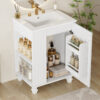 24" Bathroom Vanity with Sink, Bathroom Cabinet with Door Shelf, Side Open Storage, Solid Wood Frame,Soft Closing Door, White