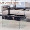 Multifunctional Lift Top Coffee Table -Black Marble Pattern, Essential for Modern Homes.Tempered Glass Legs,Multiple Color Options,Lift Top Feature.Perfectly Fitting Into Both Living Rooms And Office.