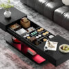 U-Can 41.3''-76.7'' Extendable Coffee Table, Efficient Central Coffee Table with Multiple Storage Compartments, Multifunctional Adjustable Coffee Table with Hidden Storage Space for Living Room