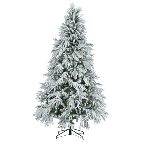 f8e6a0a52932424e858db26616be4886_29385cce634797738f4d1d2d52e248e9 7.5FT Pre-Lit Spruce Snow Flocked Christmas Tree, Artificial Hinged Xmas Tree with 350 Multi-Color LED Lights, 8 Flashing Modes &1389 Snow Branch Tips, Holiday Office Home Décor