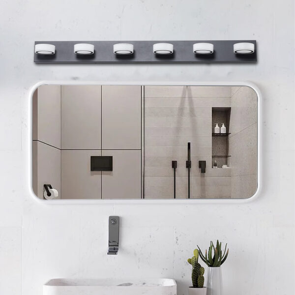 (Same as W1340110595/L2010) 45" Modern 6-Light LED Vanity Light, Sleek Black Bathroom Wall Light Fixture for Mirror, Shower, and Bathroom Decor