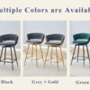 Two sets of swivel bar stools with breathable cotton and linen soft cushions, electroplated metal frames without rust, suitable for restaurant and bar use, as well as for casual seating in living room
