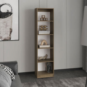 Home Slim Design Bookcase With 5-Tier Shelves, Natural Oak