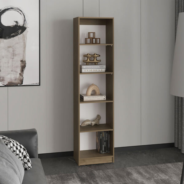 Home Slim Design Bookcase With 5-Tier Shelves, Natural Oak