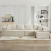 106" Cloud Sectional Couch L-Shape with Right Facing Chaise(Single Seat is not included),Deep Seat Modern Modular Sofa for Living Room,No Assembly Required,Beige (Plush Corduroy Fabric),SF502BG-RFC