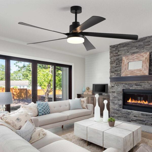 f9918523b8234003b80d6e54c464df5c_cbf7f94303e0dbddbcc2c55f4f695be5 65 Inch Black Ceiling Fan with Light, 5-Blade Dimmable LED Ceiling Fan with Remote Control, Modern Quiet Design for Living Room and Bedroom (Silent/6-Speed/Reversible/DC Motor)