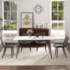 62.99" Modern Artificial Stone White Straight Edge Dark Grey Metal Leg Dining Table-Can Accommodate 6 People(Dining Table Only)